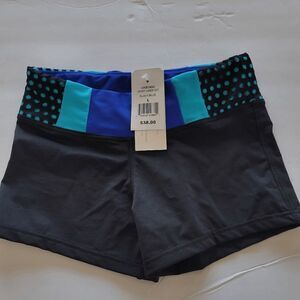 California Kisses girls black blue laser cut swimming shorts size L 8-10